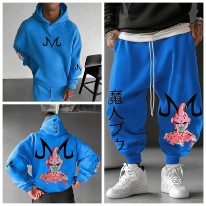 Majin Buu Hoodie Pants Set Anime Cotton Loose Fit Unisex