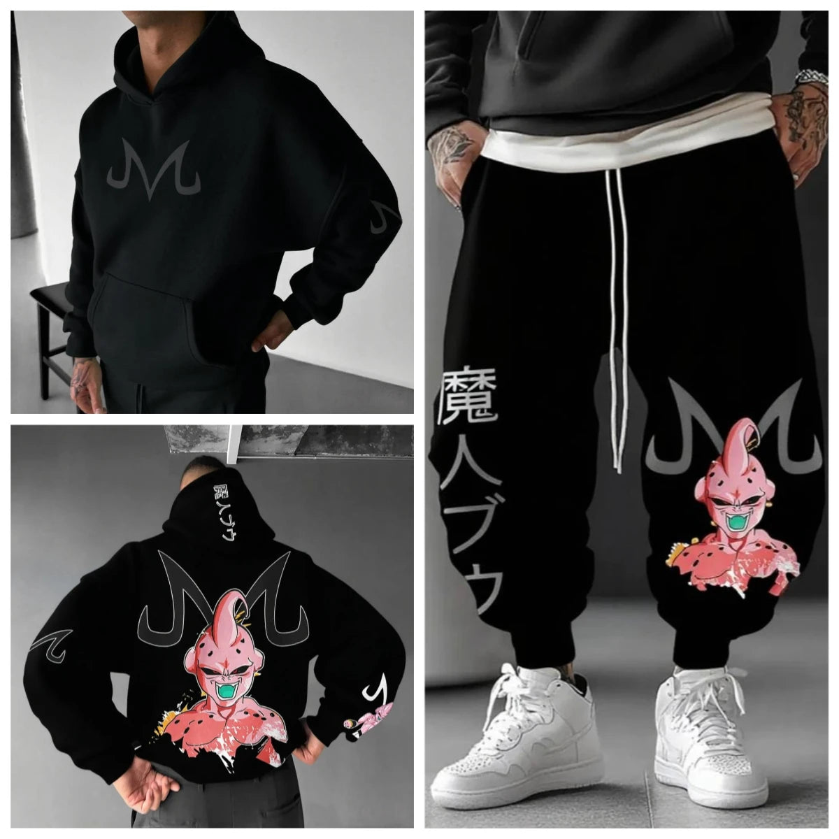 Majin Buu Hoodie Pants Set Anime Cotton Loose Fit Unisex