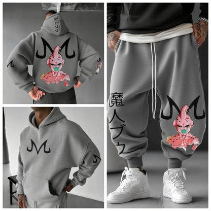 Majin Buu Hoodie Pants Set Anime Cotton Loose Fit Unisex