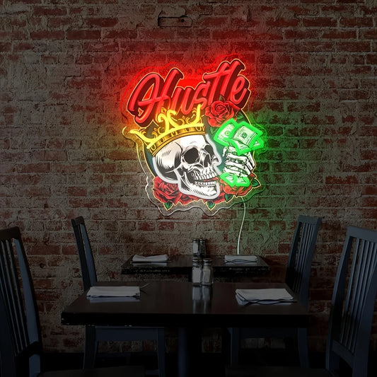 Crown Skull Neon Sign UV Printed LED