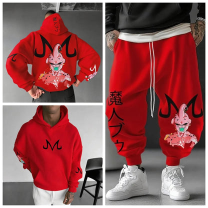 Majin Buu Hoodie Pants Set Anime Cotton Loose Fit Unisex