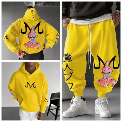 Majin Buu Hoodie Pants Set Anime Cotton Loose Fit Unisex