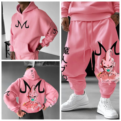 Majin Buu Hoodie Pants Set Anime Cotton Loose Fit Unisex