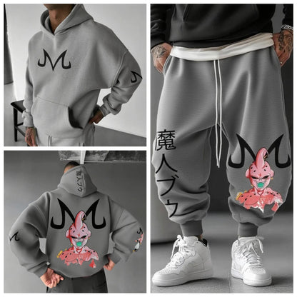 Majin Buu Hoodie Pants Set Anime Cotton Loose Fit Unisex
