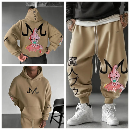Majin Buu Hoodie Pants Set Anime Cotton Loose Fit Unisex