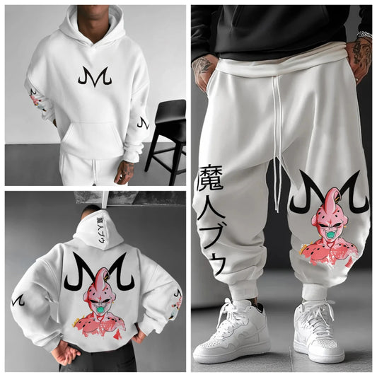 Majin Buu Hoodie Pants Set Anime Cotton Loose Fit Unisex