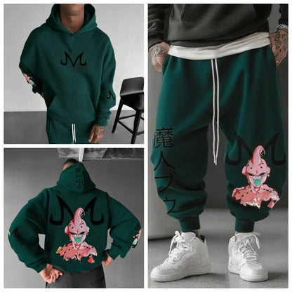 Majin Buu Hoodie Pants Set Anime Cotton Loose Fit Unisex